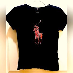 RARE 1990’s Vintage Ralph Lauren Cropped Pink Pony Baby Tee-Like New-But OLD!